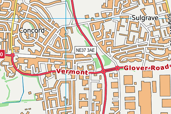 NE37 3AE map - OS VectorMap District (Ordnance Survey)
