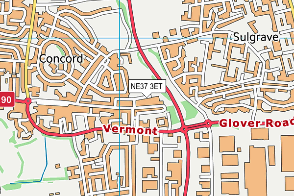 NE37 3ET map - OS VectorMap District (Ordnance Survey)