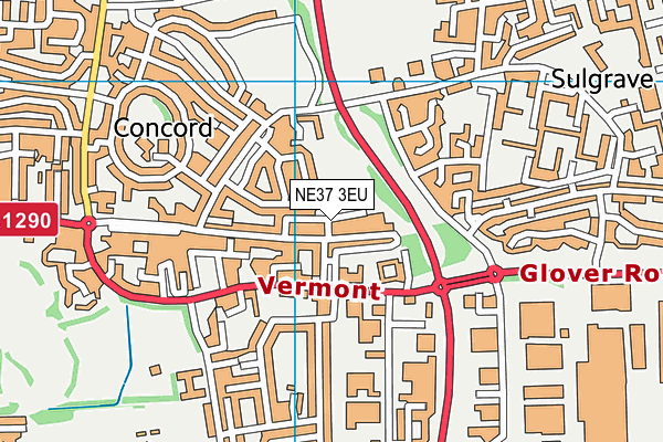 NE37 3EU map - OS VectorMap District (Ordnance Survey)