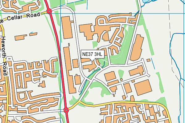 NE37 3HL map - OS VectorMap District (Ordnance Survey)
