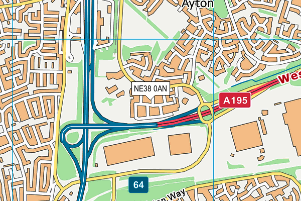 NE38 0AN map - OS VectorMap District (Ordnance Survey)