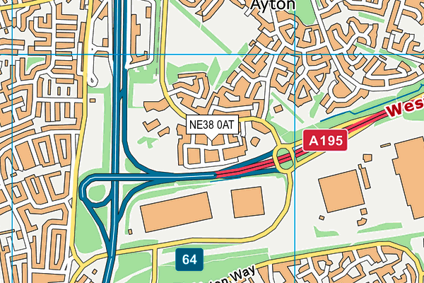 NE38 0AT map - OS VectorMap District (Ordnance Survey)