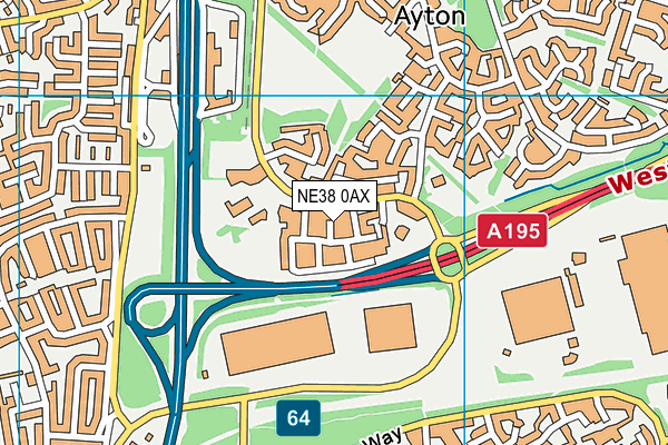 NE38 0AX map - OS VectorMap District (Ordnance Survey)