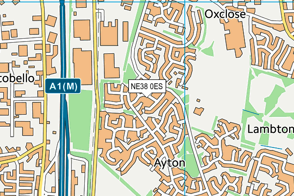 NE38 0ES map - OS VectorMap District (Ordnance Survey)