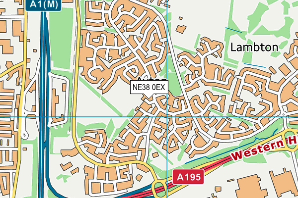 NE38 0EX map - OS VectorMap District (Ordnance Survey)