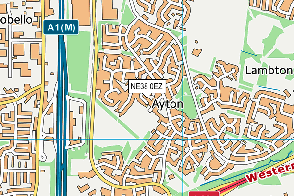 NE38 0EZ map - OS VectorMap District (Ordnance Survey)