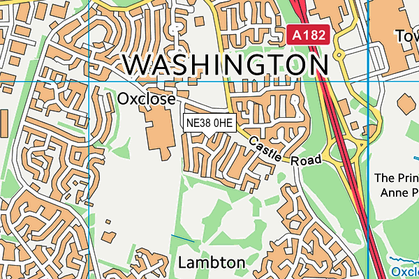 NE38 0HE map - OS VectorMap District (Ordnance Survey)