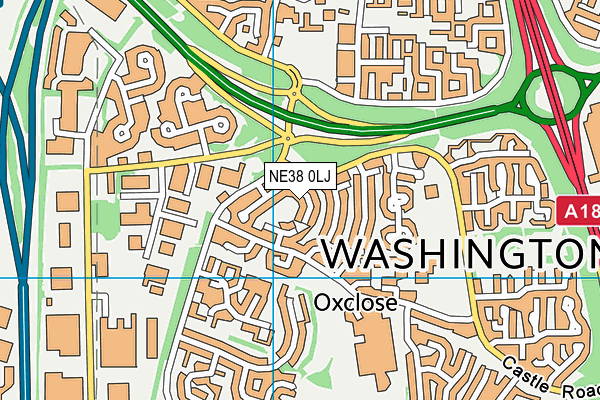 NE38 0LJ map - OS VectorMap District (Ordnance Survey)