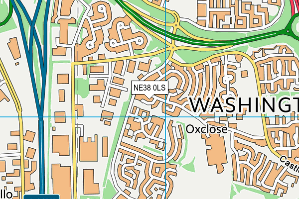 NE38 0LS map - OS VectorMap District (Ordnance Survey)