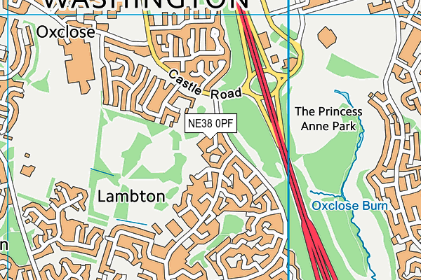 NE38 0PF map - OS VectorMap District (Ordnance Survey)