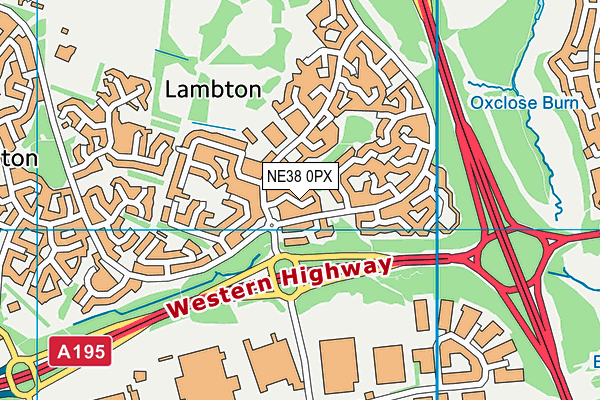 NE38 0PX map - OS VectorMap District (Ordnance Survey)