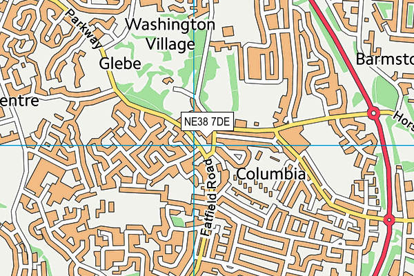 NE38 7DE map - OS VectorMap District (Ordnance Survey)