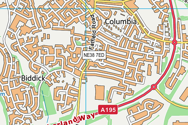NE38 7ED map - OS VectorMap District (Ordnance Survey)