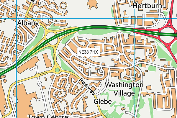 NE38 7HX map - OS VectorMap District (Ordnance Survey)