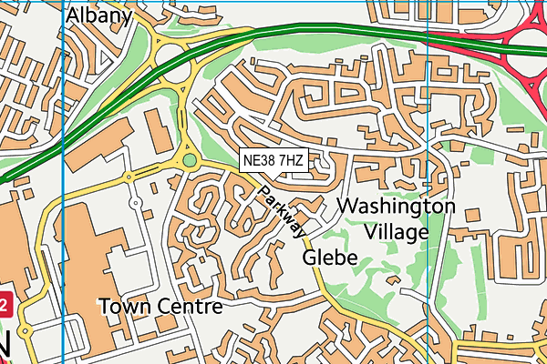 NE38 7HZ map - OS VectorMap District (Ordnance Survey)