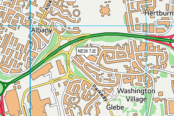 NE38 7JE map - OS VectorMap District (Ordnance Survey)