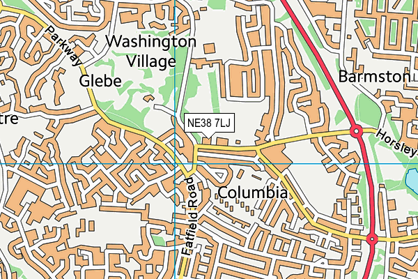 Glebe Park map (NE38 7LJ) - OS VectorMap District (Ordnance Survey)