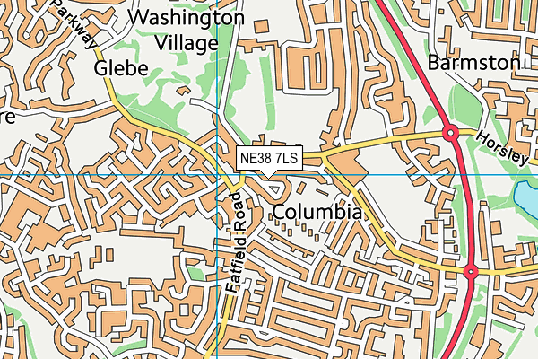 NE38 7LS map - OS VectorMap District (Ordnance Survey)