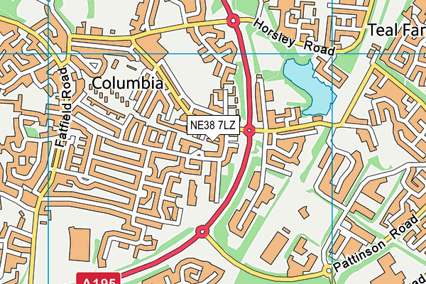 NE38 7LZ map - OS VectorMap District (Ordnance Survey)