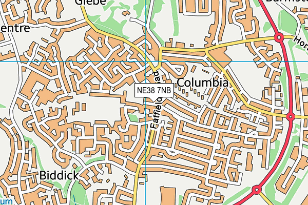 NE38 7NB map - OS VectorMap District (Ordnance Survey)
