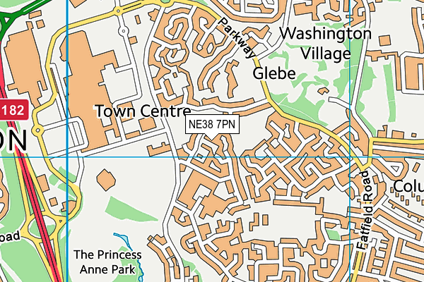 NE38 7PN map - OS VectorMap District (Ordnance Survey)