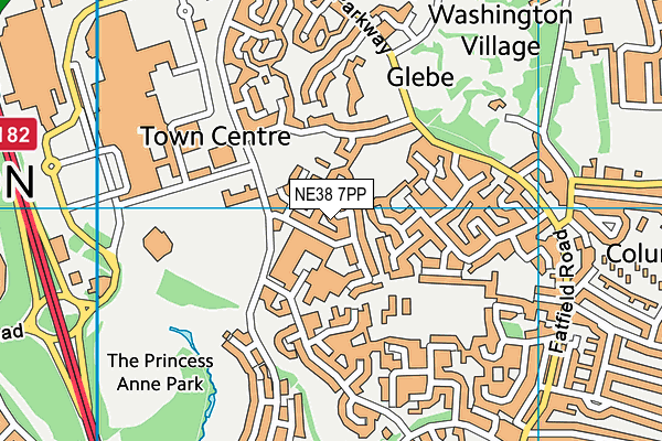 NE38 7PP map - OS VectorMap District (Ordnance Survey)