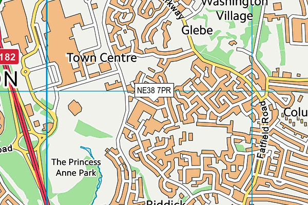 NE38 7PR map - OS VectorMap District (Ordnance Survey)