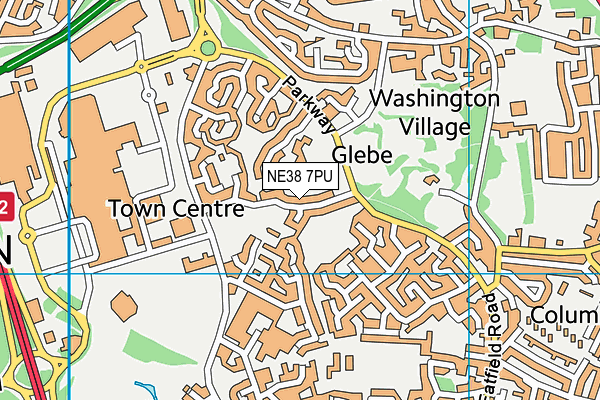 NE38 7PU map - OS VectorMap District (Ordnance Survey)