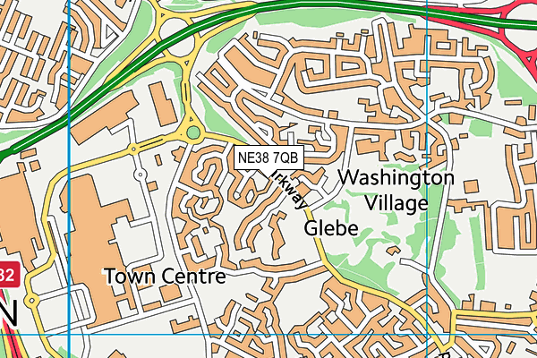 NE38 7QB map - OS VectorMap District (Ordnance Survey)