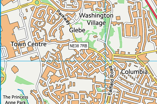 NE38 7RB map - OS VectorMap District (Ordnance Survey)