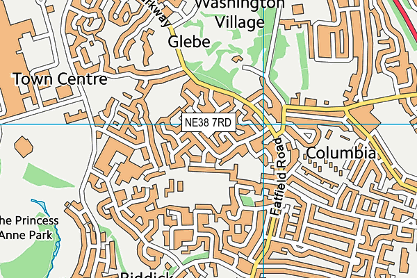 NE38 7RD map - OS VectorMap District (Ordnance Survey)