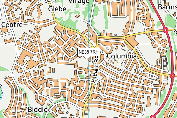 NE38 7RH map - OS VectorMap District (Ordnance Survey)