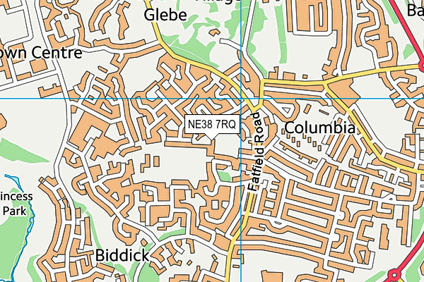 NE38 7RQ map - OS VectorMap District (Ordnance Survey)