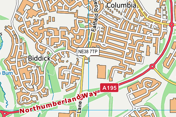 NE38 7TP map - OS VectorMap District (Ordnance Survey)