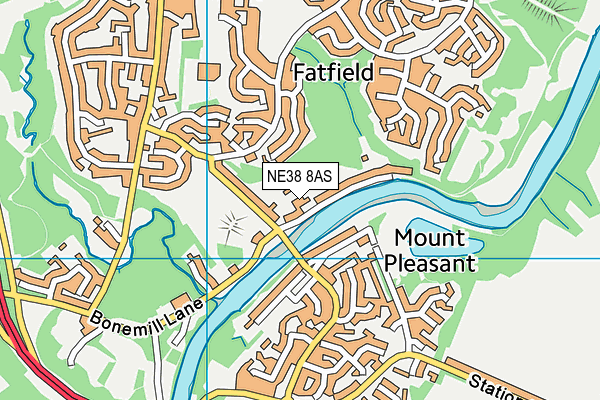 NE38 8AS map - OS VectorMap District (Ordnance Survey)