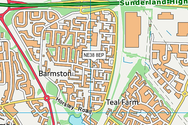 NE38 8EP map - OS VectorMap District (Ordnance Survey)