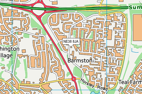 Barmston Village Primary School map (NE38 8JA) - OS VectorMap District (Ordnance Survey)