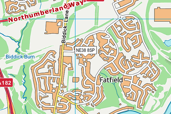 NE38 8SP map - OS VectorMap District (Ordnance Survey)