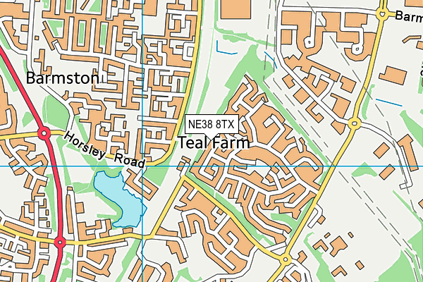 NE38 8TX map - OS VectorMap District (Ordnance Survey)