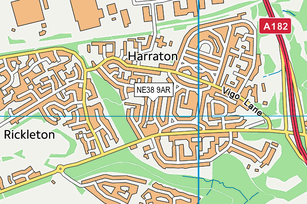 NE38 9AR map - OS VectorMap District (Ordnance Survey)