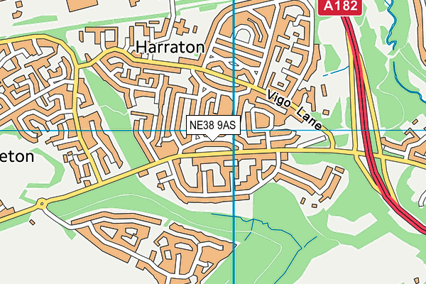 NE38 9AS map - OS VectorMap District (Ordnance Survey)