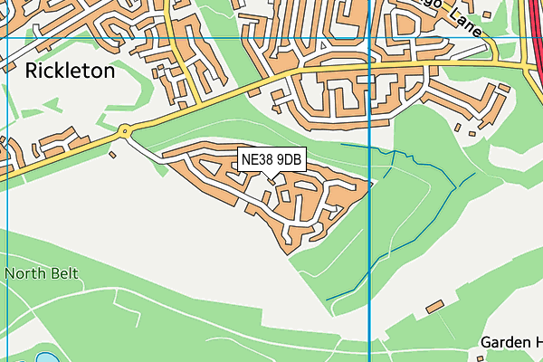 NE38 9DB map - OS VectorMap District (Ordnance Survey)
