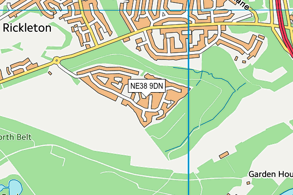 NE38 9DN map - OS VectorMap District (Ordnance Survey)