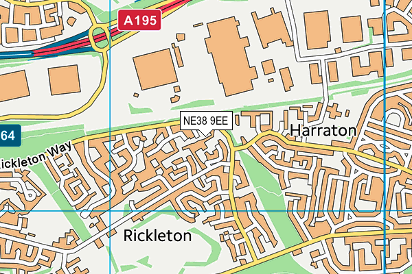 NE38 9EE map - OS VectorMap District (Ordnance Survey)