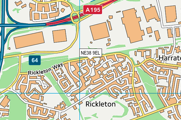 NE38 9EL map - OS VectorMap District (Ordnance Survey)