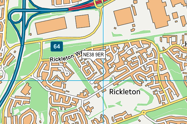 NE38 9ER map - OS VectorMap District (Ordnance Survey)