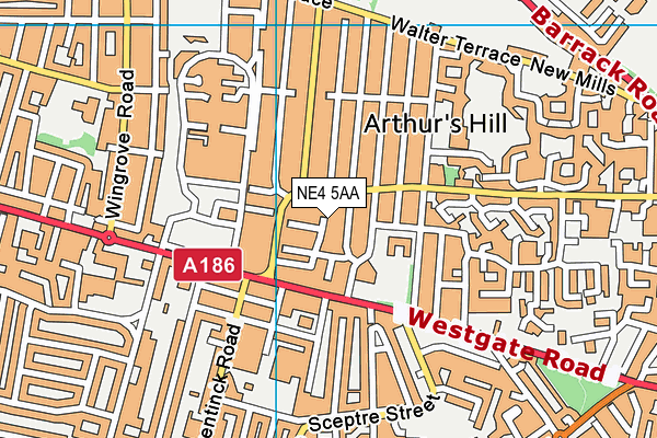 NE4 5AA map - OS VectorMap District (Ordnance Survey)