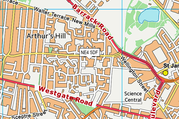NE4 5DF map - OS VectorMap District (Ordnance Survey)