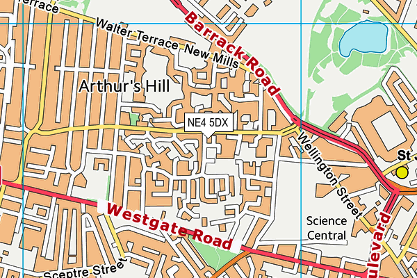 NE4 5DX map - OS VectorMap District (Ordnance Survey)