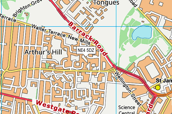 NE4 5DZ map - OS VectorMap District (Ordnance Survey)